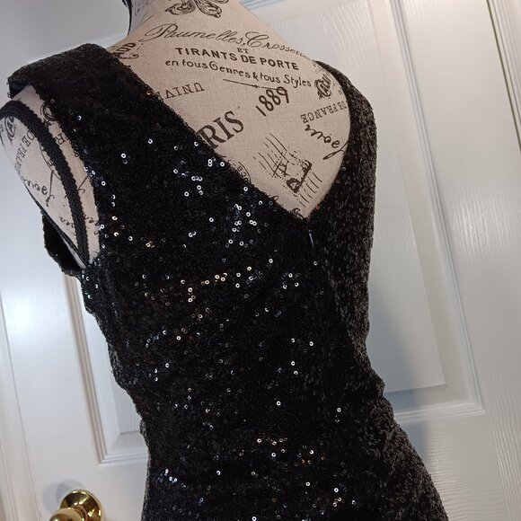 Seductions NWOT Black Sequins Bodycon Cocktail Formal Mini Dress Women Size S - Picture 12 of 16